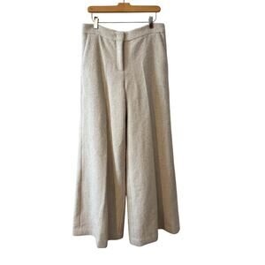 Piazza Sempione High Waisted Wide Leg Alpaca Wool Trousers Off White
